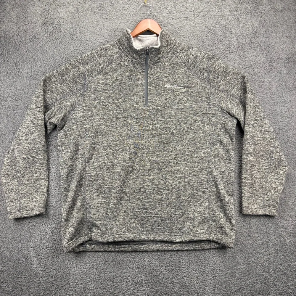 Eddie Bauer Mens 1/4 Zip Pullover XXL Gray‎ Heather Long Sleeve Sweater